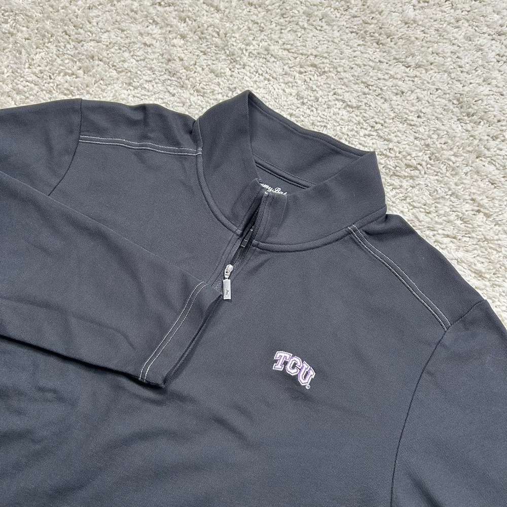 Tommy Bahama TCU Horned Frogs Quarter Zip Pullover XL Gray IslandZone Supima 1/4